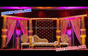 Conjunto de escenario de boda, decoración de escenario glamurosa, bonito conjunto de noche de boda, Grand bollwood - Product Image 6