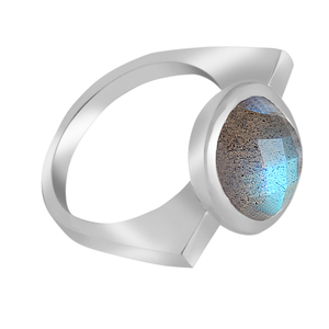 Coussin coupe Labradorite pierre précieuse 925 bague en argent Sterling pierre précieuse bague lunette réglage bague à la mode pour les fêtes de cadeaux de mariage. - Product Image 3
