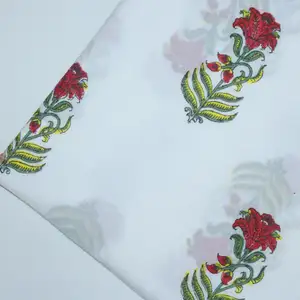 Tela con estampado Floral moderno, tejido Mulmul 100% algodón puro, Material textil de Jaipuri indio