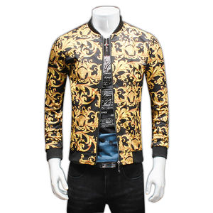 New Arrival Gold พิมพ์สีดำทองปาร์ตี้คลับชุดเสื้อแจ็คเก็ตเครื่องบินทิ้งระเบิดชายเสื้อแจ็คเก็ตชาย - Product Image 1