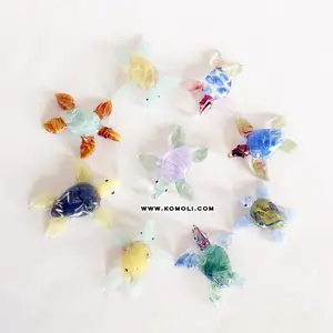Azul tortuga de vidrio en miniatura figuras de animales - Product Image 1