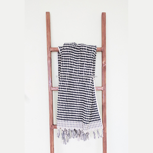 Navy White PomPom Towel Handloomed Luxury Turkish Towels handloom 100% Cotton pestemal peshtemal hammam hamam pareo. - Product Image 1