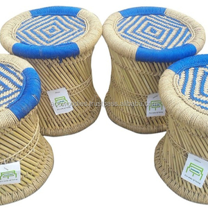 Taburete otomano de bambú Natural 2024, taburete otomano hecho a mano para reposapiés, consola con incrustaciones de hueso, taburete bajo - Product Image 2