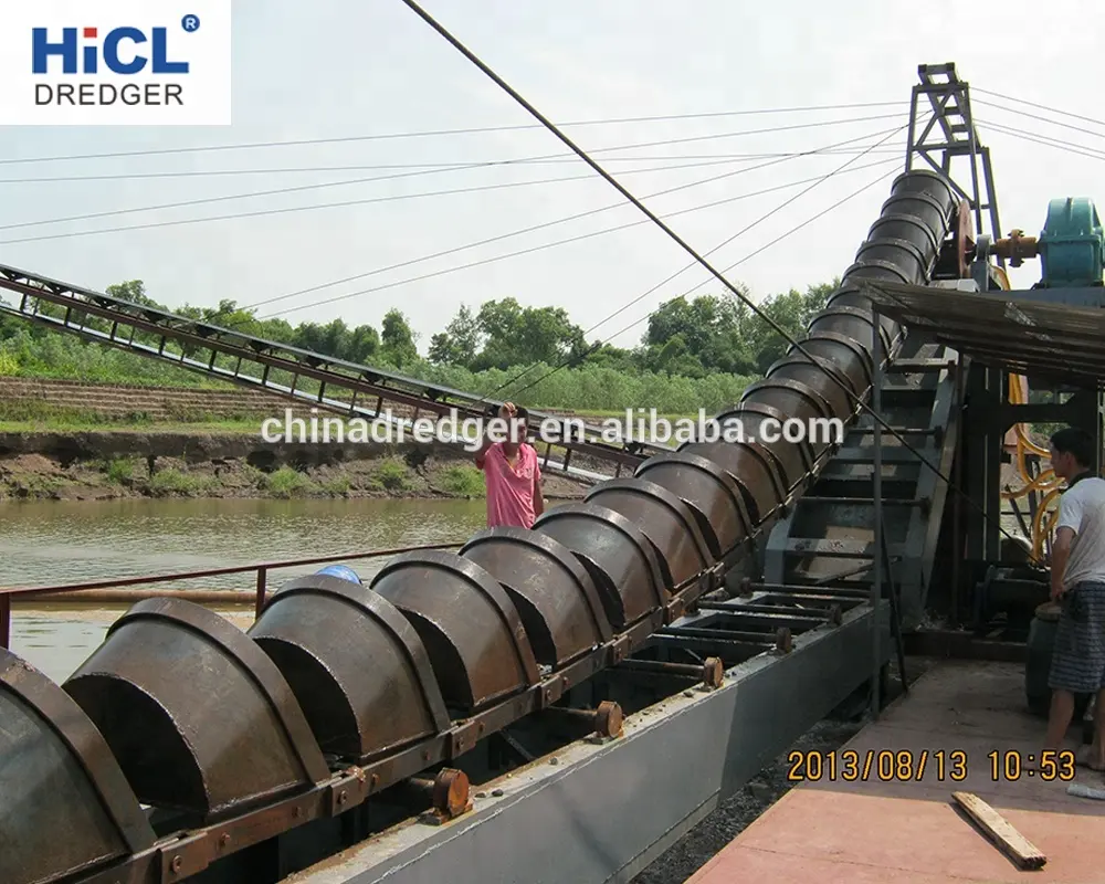 China HICL HBC60 60m3/h bucket chain river sand/gold/diamond dredger/dredging machine