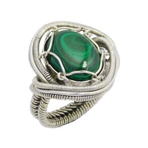 Eminent Real Malachite Gemstone Eternity Vermeil Ring Handmade 925 Sterling Silver Jewelry Exportateur & Fournisseur - Product Image 1