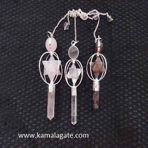 คริสตัลธรรมชาติหมุนดาวลูกตุ้ม3ชิ้นฮวงจุ้ย Merkaba ดาว7จักระหินอัญมณีหัตถกรรมหินกึ่งมีค่า - Product Image 1