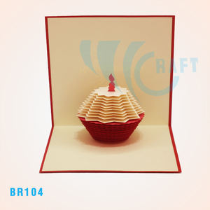 การ์ดอวยพรเค้กวันเกิดป๊อปอัพ3D ทำด้วยมือขนาด120x120มม. ศิลปะหัตถกรรมกระดาษเวียดนามสำหรับตกแต่งวันหยุดและของขวัญ - Product Image 6