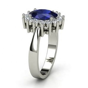 Klassieke Edelsteen Diamanten Ring <span class=keywords><strong>Diana</strong></span> Design 14K Wit Goud Edelsteen Ring - Product Image 4