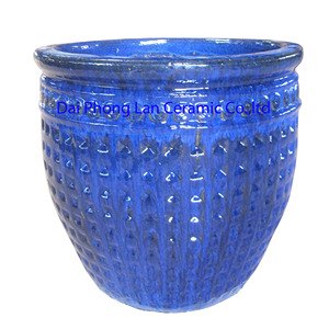 Best Seller Diamond Designed Modern Glazed Outdoor Ceramic Planter Round Pattern Clay Flower Pot Home Garden <b>Nursery</b> Floor Usage - Product Image 5