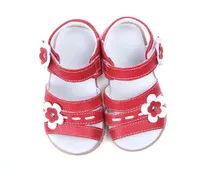 Sandalias transpirables de cuero genuino para niños, nuevas sandalias de flores para niñas de 3 a 7 años