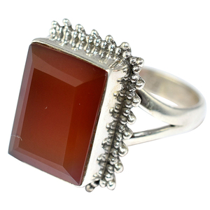 Excellente lunette en forme de Baguette cornaline 925 bagues en argent Sterling bijoux en argent uniques bijoux en argent frais - Product Image 3