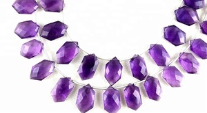 Forme de créateur à facettes, améthyste bleue naturelle, vente en gros, fabrication de bijoux faits à la main, perles de Briolette - Product Image 5