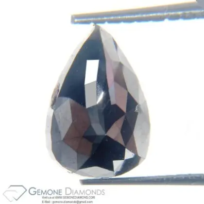 Genuine Fancy Shape Pear Rose Cut Black Moissanite、Loose Moissanite