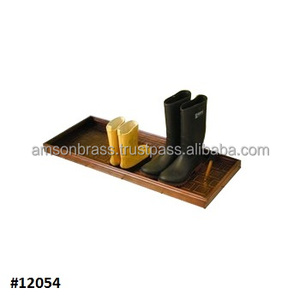 Solid Copper For Home Garden Plant Rubber <b>Shoe</b> Boot Tray Rectangular Tray Luxury Leaf Embossed Boot On Wholesale Price - Product Image 5