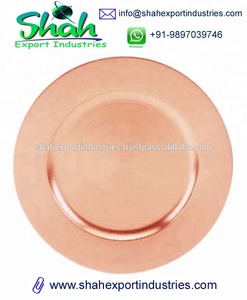 Plato de Presentación Redondo Contemporáneo de Acero Inoxidable con Recubrimiento de Cobre Pulido de Alta Calidad para Bodas y Cenas - Product Image 5