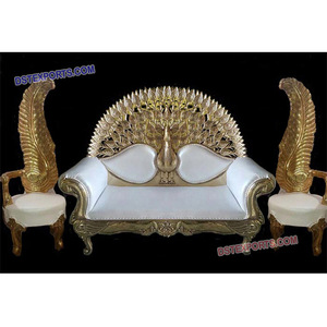 Mariage En Laiton En Métal Paon Canapé Ensemble Moderne De Mariage De Paon Doré Canapé Feuille Chaise Canapé Ensemble - Product Image 1