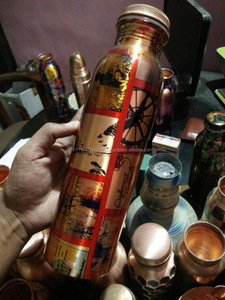 Botella de agua de cobre puro en diseños únicos impresos - Product Image 6