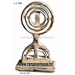 <b>Antique</b> Style Hand-Crafted Wooden <b>Lamp</b> for Home Table Top Decor Polished Finish with Model Pattern Comes in a Box - Product Image 4