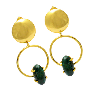 925 Sterling silver <b>beautiful</b> malachite gemstone gold plated designer stud <b>earrings</b> Fashionable <b>Earring</b> For Wedding Gift Parties - Product Image 2