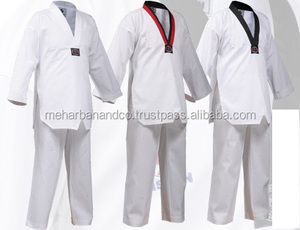 Uniformes de Taekwondo traditionnels approuvés par l'ITF, 65% polyester/35% coton, confortables, personnalisables, unisexes, haut de gamme, noir, col en V - Product Image 4
