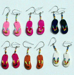 Wholesale Peruvian Carved Bone <b>Fashion</b> <b>Drop</b> <b>Earrings</b> Colorful Beach Footwear Jewelry - Product Image 1