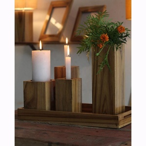 Vente chaude de haute qualité en bois de teck Table carrée Vase nouveauté bureau à domicile et Restaurant cadeau - Product Image 3