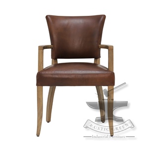 Chaises de Salle à Manger Vintage en Cuir Véritable et Bois - Product Image 2