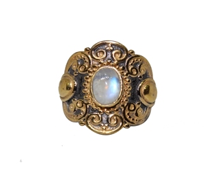 New Arrival Designer Rainbow <b>Moonstone</b> <b>Ring</b> Gold-Plated 925 Sterling Silver Trendy Bezel Setting for Wedding Engagement Gift - Product Image 2