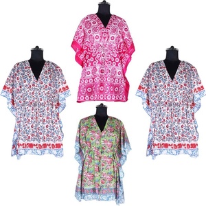 Robes musulmanes sans manches maxi style caftan court Abaya fabricant de vêtements pour femmes robe kimono en coton indien de créateur - Product Image 2