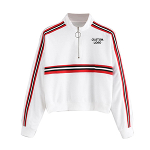 เสื้อครอปแบบสวมศีรษะสำหรับสตรี,ชุดแฟชั่นคอกลมแขนยาวสีพื้น - Product Image 1