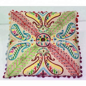 Designer Handmade Cotton Embroidered Square Customizable Decorative Yoga Kitchen Dining Chair <b>Pad</b> Seat <b>Cushion</b> Massage Feature - Product Image 2