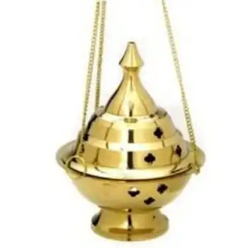 Brass Burners Hanging Censer Charcoal Incense Burner 100% solid brass burner with wooden handle Manufacturer Wholesaler