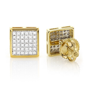 Boucles d'oreilles en or jaune 14 carats avec G-H couleur SI clarté diamant rond taille brillant 0.75 carats bijoux pour femmes - Product Image 1
