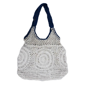 Bolso de hombro de ganchillo de algodón de diseñador para mujer Bolso informal con dos asas Bolso elegante - Product Image 5