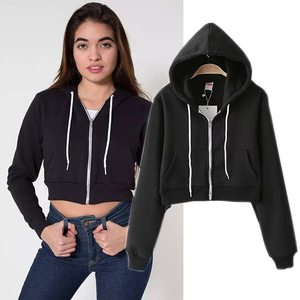 Veste sexy à capuche courte à manches longues pour femmes grande taille OEM sweat à fermeture éclair et cordon de serrage pour vêtements d'extérieur d'hiver - Product Image 1