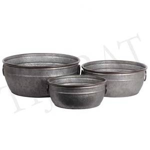 Macetero ovalado para jardín, bañera de hierro galvanizada de METAL, decorativa - Product Image 2