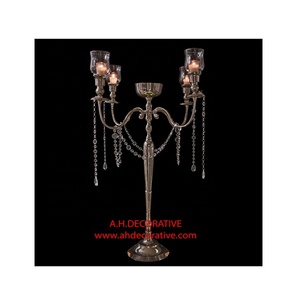 Fiesta DE BODA Decoración de oro Aluminio Plata Acabado 5 brazos Hecho a mano T Luz Portavelas Soporte - Product Image 1