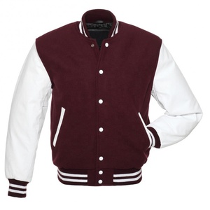 Chaqueta universitaria de béisbol Letterman hecha a medida unisex cuerpo de lana con manga de cuero real para ropa de invierno de equipo universitario o universitario - Product Image 3