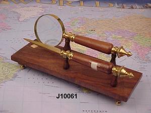 Loupe en bois et en laiton avec couteau à papier, ouvre-lettre, cadeaux pour hommes, accessoires de bureau - Product Image 2