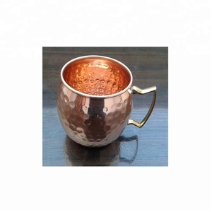 Wholesale Economical Set of 2 Copper Barrel <b>Mugs</b> With Stainless Straw and Metal Coaster Customized Design for <b>Coffee</b> From India - Product Image 4
