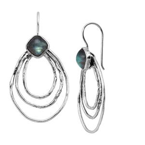 Nouveau design de boucles d'oreilles en plaqué or avec pierres naturelles, ensemble de lunette en forme de coussin, bijoux en Labradorite pour femmes, boucles d'oreilles - Product Image 1
