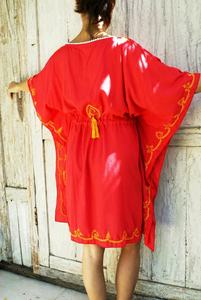 ชุดเดรสคาฟตานสั้นเซ็กซี่ปักลายด้วยมือ,ชุดเดรสชายหาดผ้าฝ้ายอินเดีย - Product Image 3