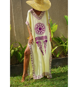 Caftán largo bordado de rayón, ropa de playa, Verano - Product Image 1