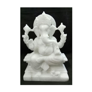 Indian Pure White Marble God Ganesha Statues - Product Image 1
