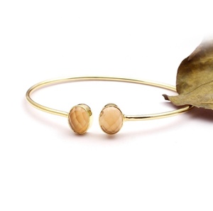 Checker Peach Moonstone Oval Shape Gems <b>Bracelet</b> Double Gemstone <b>Bracelet</b> Gold Plated Adjustable Bangles Jewelry Gift <b>for</b> Women - Product Image 2