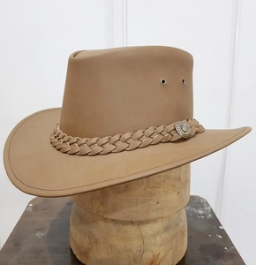 El último sombrero de cuero Cowboy Premium Skipper Sombrero de cuero australiano de estilo occidental Sombreros de vaquero de cuero genuino para hombres y mujeres - Product Image 4