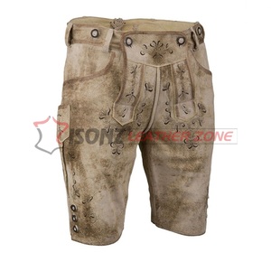 Lederhose bavaroises traditionnelles d'Oktoberfest, brodées, grande taille, légères, coupe-vent, infroissables et respirantes - Product Image 1