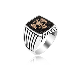 925K Sterling Silver Ottoman Tugra <b>Men</b> <b>Ring</b> Turkish <b>Ring</b> Model9 - Product Image 4