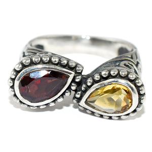 Bagues en argent Sterling 925 avec grenat de Citrine en forme de poire, exportateur et grossiste de bijoux en argent avec pierres précieuses - Product Image 2