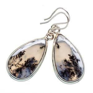 Últimos pendientes de piedras preciosas de ágata dendrítica de Plata de Ley 925, Pendientes colgantes hechos a mano, joyería para regalo de aniversario, precio ODM OEM - Product Image 1